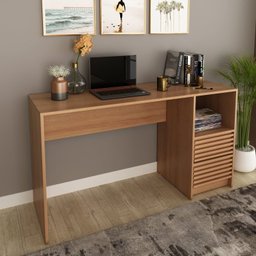 Kit 3 peças 1 Mesa para Escritório 1 Gaveteiro 1 Estante Espresso Móveis - 11