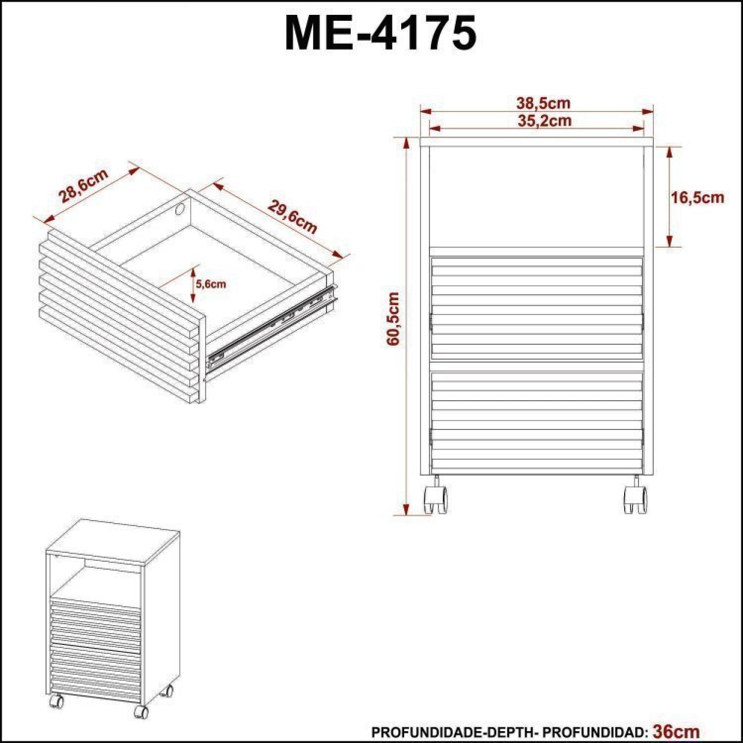 Conjunto Home Office 3 peças 1 Mesa para Escritório 1 Gaveteiro 1 Estante Espresso Móveis - 15