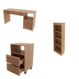 Kit 3 peças 1 Mesa para Escritório 1 Gaveteiro 1 Estante Espresso Móveis - 2