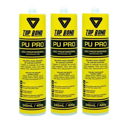 4007 - Kit 3 Colas Selantes Pu 40 Branco 400g Top Bond
