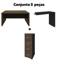 Conjunto Escritório 2 Peças 1 Mesa em L Tamburato 160cm 1 Gaveteiro Pasta Suspensa  - 2