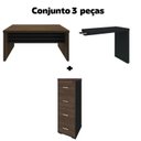 Ver imagem 2 de Conjunto Escritório 2 Peças 1 Mesa em L Tamburato 1 Gaveteiro Pasta Suspensa 4 Gavetas Charuto e Preto Marrom Artany