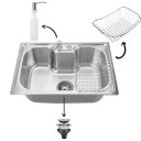 Ver imagem 3 de Cuba Cozinha Goumert Bancada Luxo Aço Inox Ralo Sifao Dispenser Escorredor Copa Casa Restaurante Lav