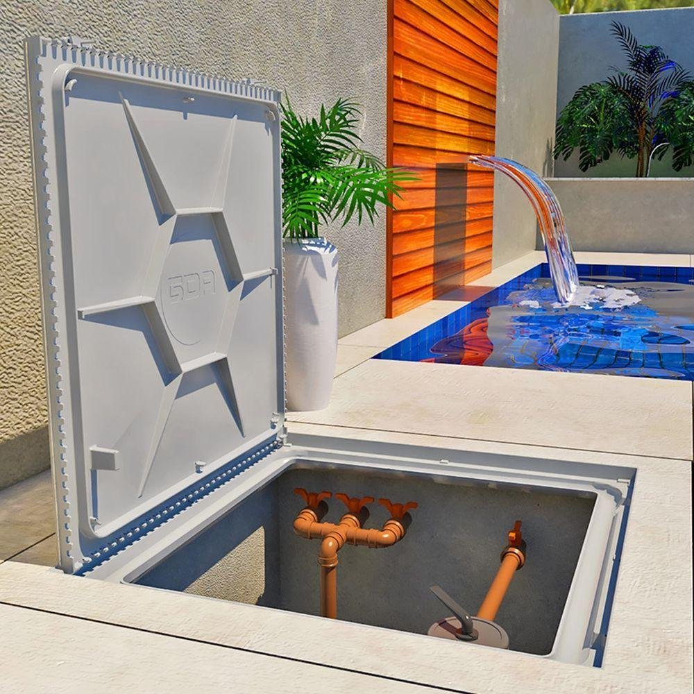 Tampa Casa Máquina Piscina Rebaixada Art Invisível 90x90cm C - 2