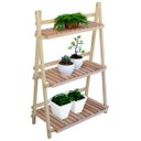 Ver imagem 2 de Floreira Estante para Área Externa ? 3 Prateleiras Removíveis, Madeira Maciça, Acabamento Natural
