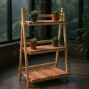 Ver imagem 1 de Floreira Estante para Área Externa ? 3 Prateleiras Removíveis, Madeira Maciça, Acabamento Natural