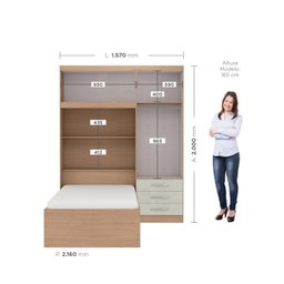 Guarda Roupa Infantil com Cama 4 Portas 3 Gavetas Lisboa Espresso Móveis - 3 Guarda Roupa Infantil com Cama 4 Portas 3 Gavetas Lisboa Espresso Móveis - 3