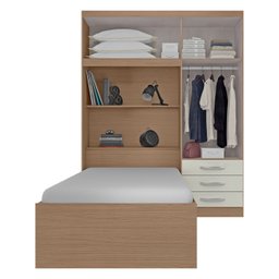 Guarda Roupa Infantil com Cama 4 Portas 3 Gavetas Lisboa Espresso Móveis - 2 Guarda Roupa Infantil com Cama 4 Portas 3 Gavetas Lisboa Espresso Móveis - 2