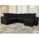 Ver imagem 1 de Sofá de Canto Estofado Alice com Chaise Suede Preto Al Móveis