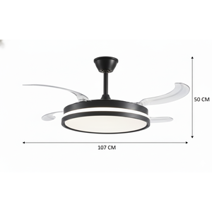 Ventilador de Teto com Abas Retráteis e Led 3 Cores – Compacto e Silencioso