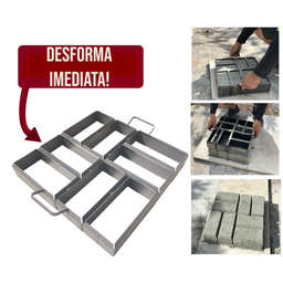 Forma de Aço Produção Bloquete Paver 8 Blocos 20x6cm Lajotinha Interravado Piso Pavmentação Passeio - 2