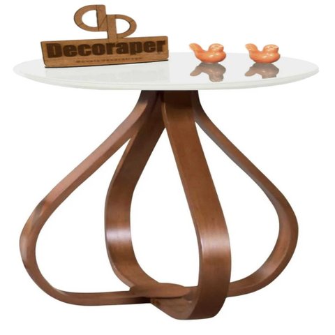 Mesa Lateral Cebola Com Vidro 50cm