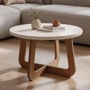 Ver imagem 3 de Mesa de Centro para Sala de Estar Redonda 58cm Pés Orgânico Yasmin A05 Cedro Off White - Lyam