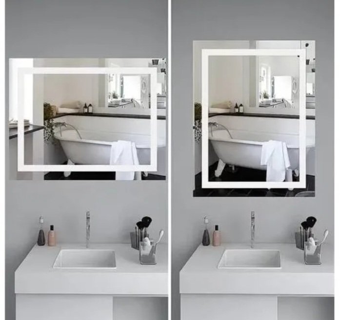 Espelho com Luz Led Jateado Iluminado Touch Screen, 60x80cm 6000k Branco Frio Bivolt - 4