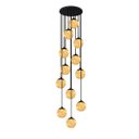 Ver imagem 1 de Pendente Moderno Preto 60cm Pé Direito Alto Sala Escada Arevo Iluminação 82p12 Vidro Âmbar