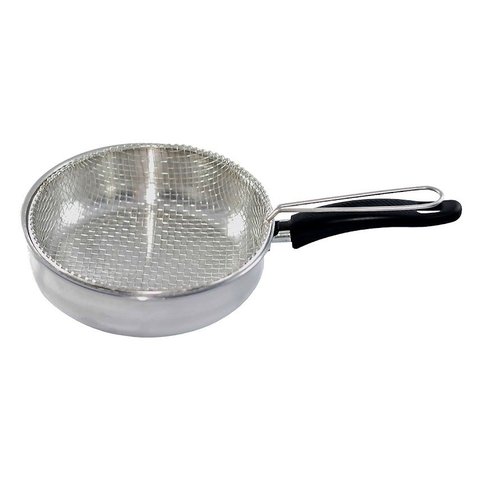 Frigideira Fritadeira de Alumínio Polido Cesto Tela 22cm