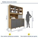 Ver imagem 3 de Armário para Cozinha 5 Portas 1 Gaveta Rubi Cinza/Cinamomo/Grafite