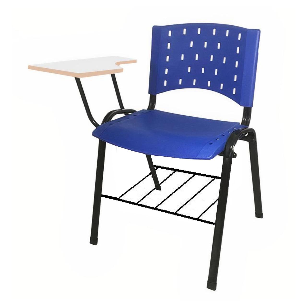 KIT 10 Cadeiras Universitárias com Prancheta e Porta Livros - Cor Azul - REAPLAST - 32026 - 3