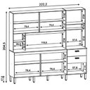 Ver imagem 4 de Armário de Cozinha Compacta 222cm Intensa K02 Freijó/Nero - Mpozenato