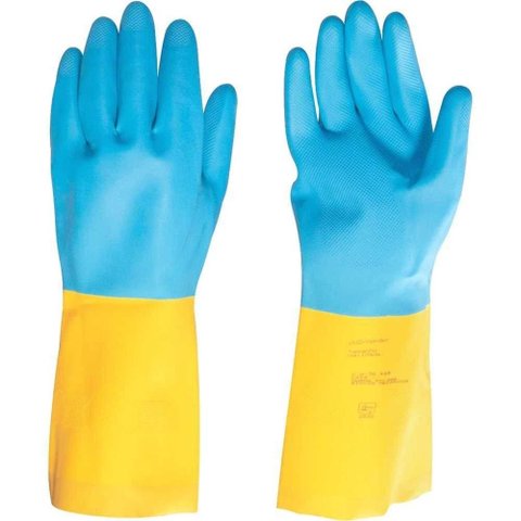Luva de Proteção Lnv 300 Palma Antiderrapante Látex Neoprene Azul e Amarela Vonder Grande
