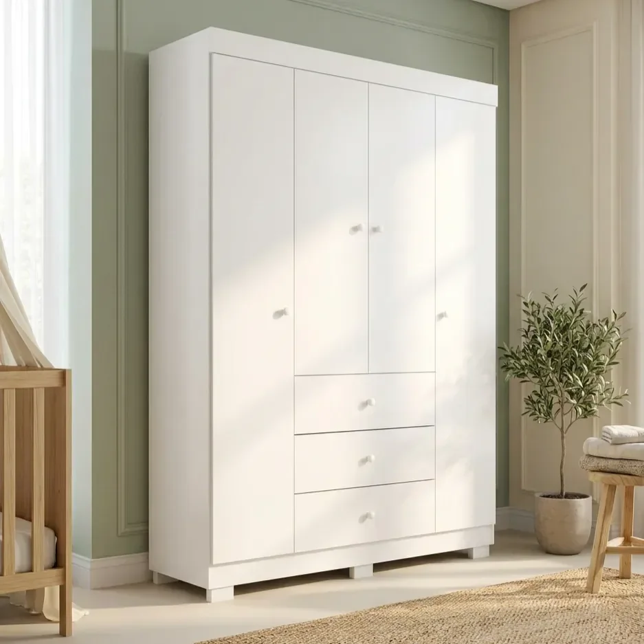 Guarda-Roupa Infantil 100% MDF 4 Portas e 3 Gavetas Duda
