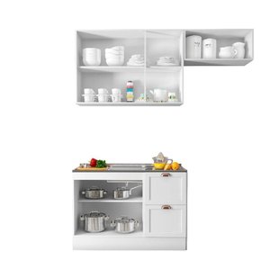 Cozinha Modulada Unna 3 Peças com Balcão 120cm Branco sem Tampo - Poliman Móveis