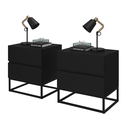 Ver imagem 3 de Kit 2 Mesas de Cabeceira 60cm Estilo Industrial Compacto e Funcional Base Preto