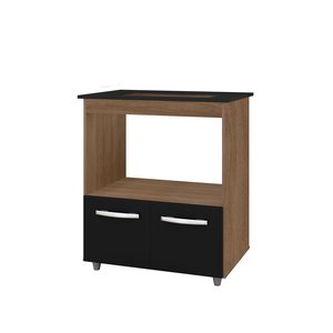 Balcão Gabinete Elisa para Cooktop 5 Bocas Savana Preto