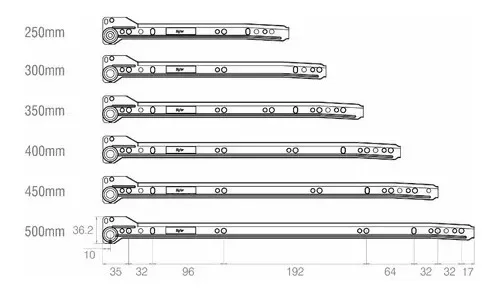 Kit C/ 2 Corrediças Metálicas Bigfer 350 Mm Epóxi Branca + 16 Pf Mad C.Ch. 4,0 X 12 - 14