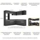 Ver imagem 4 de Armário de Cozinha Completa de Canto com Rodapé Veneza Multimóveis MP2080.898 Preto/Branco