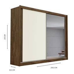 Guarda Roupa Casal 100% MDF Móveis Europa Creta 2 Portas de Correr Com Espelho - 7