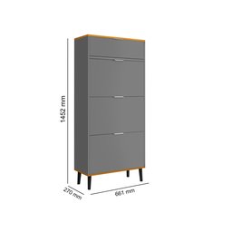 Sapateira Organizadora 3 Portas 1 Gaveta Italia Cinza com Nature - Rede Móveis - 4