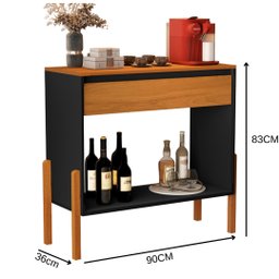 Aparador Buffet Libano com Gaveta em Mdf 2 Prateleiras Cores:preto/nature - 4