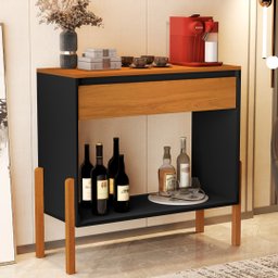 Aparador Buffet Libano com Gaveta em Mdf 2 Prateleiras Cores:preto/nature - 2