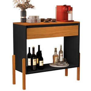 Aparador Buffet Libano com Gaveta em Mdf 2 Prateleiras Cores:preto/nature