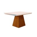 Ver imagem 2 de Conjunto: Mesa de Cozinha Luna C/ Tampo Madeirado C/ Vidro Canto Curvo 90x90cm e 4 Cadeiras Londrina