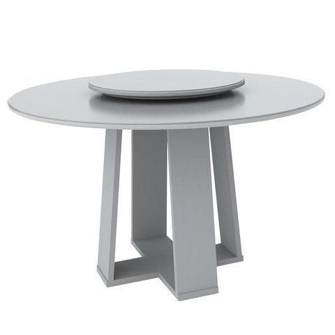 Mesa de Jantar Redonda Isabela 1,35m com Tampo Giratório Off White/off White/off White - New Ceval