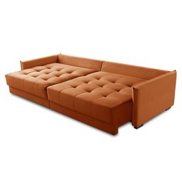 Sofá Cama Retrátil e Reclinável 2,10m com Molas Carol Veludo Terracota Adonai Estofados - 3