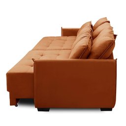 Sofá Cama Retrátil e Reclinável 2,10m com Molas Carol Veludo Terracota Adonai Estofados - 6