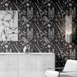 Papel de Parede Adesivo Preto e Desenhos Paris Branco Autocolante - 4