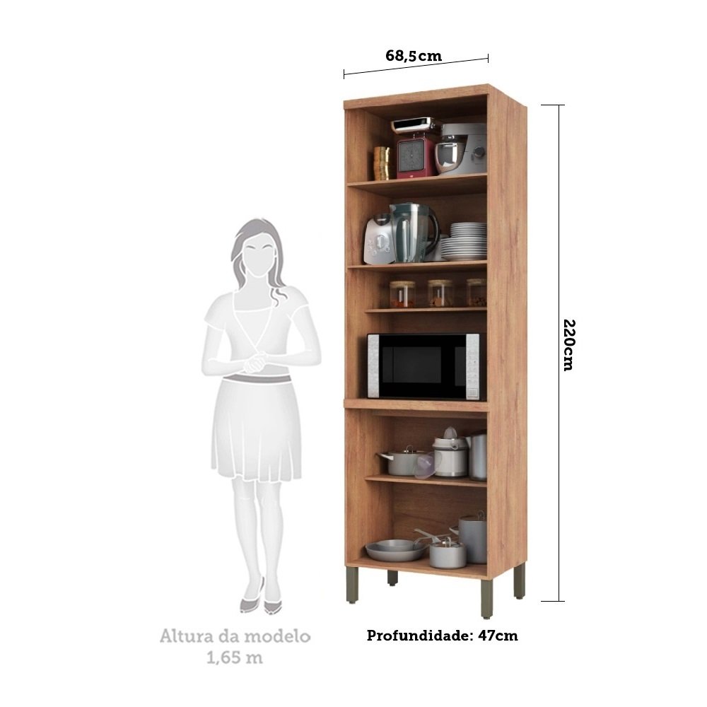 Paneleiro Duplo com 4 Portas e Espaço para Micro-ondas 100% MDF Madri - 3