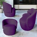 Ver imagem 1 de Kit Namoradeira + 2 Poltronas Decorativa Beatriz Orgânica Veludo Roxo