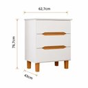 Ver imagem 3 de Mesa Cabeceira 3 Gavetas Puxador Cava 62,7 cm e Pés 100% MDF Cor:Branco com Peroba