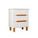 Ver imagem 2 de Mesa Cabeceira 3 Gavetas Puxador Cava 62,7 cm e Pés 100% MDF Cor:Branco com Peroba