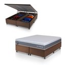Ver mais imagens de Conjunto Box Baú Marrom Luanda Cinza Espuma D28 King 193x203x69 - King House