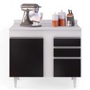 Ver imagem 3 de Balcão de Cozinha Lavanderia com Tampo 02 Gavetas Bia Branco e Preto 100 cm - D’Rossi