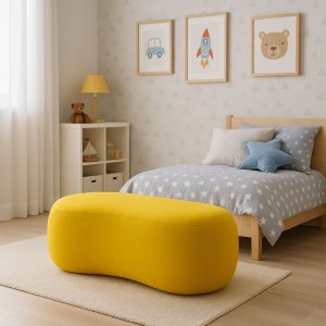 Puff Redondo Orgânico Moderno Feijão Sala Quarto Recpção Luxo 100cm