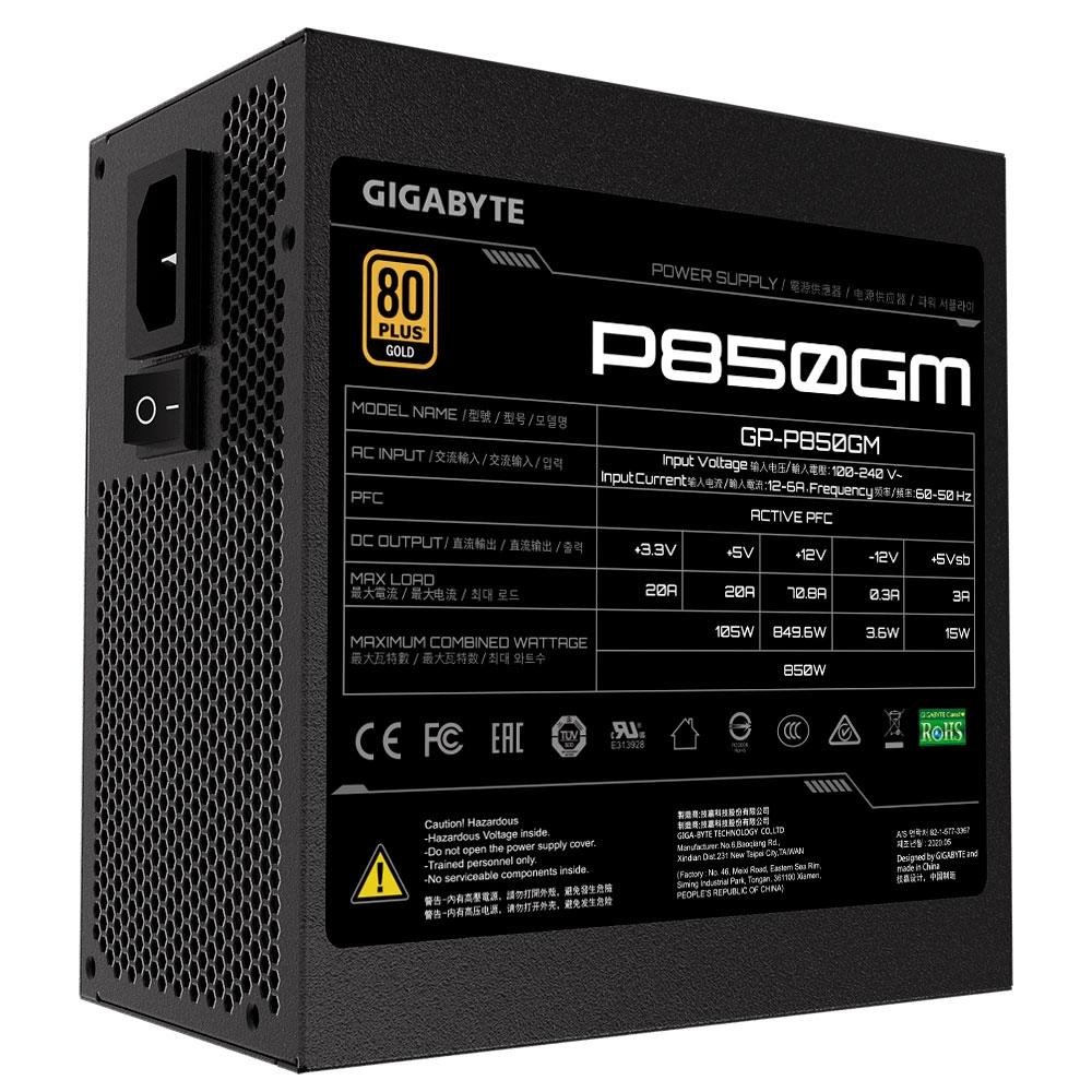 Fonte Gigabyte Atx 850w Modular com Cabo Pfc Ativo 80 Plus - 5