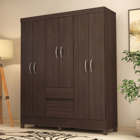 Guarda-roupa Casal Flash Ii 6 Portas 2 Gavetas Café Touch - Demóbile