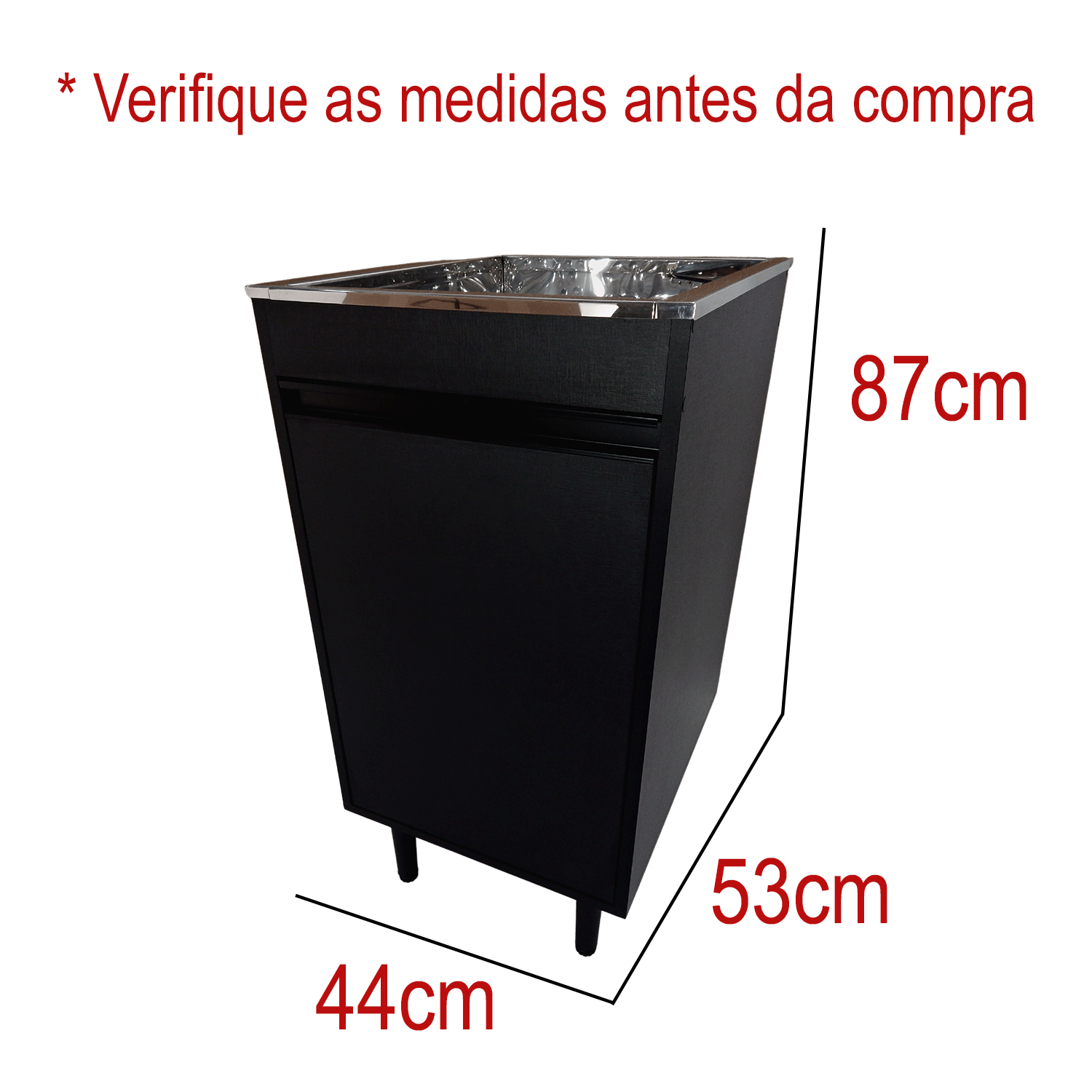 Gabinete Black para Lavanderia 44cm com Tanque 30l de Inox - 2